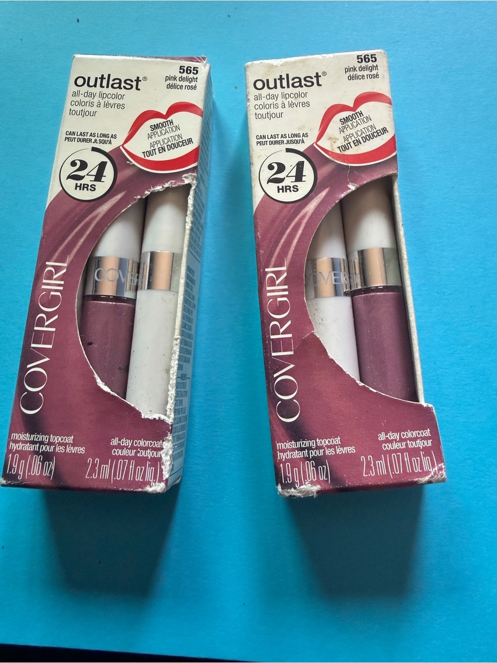2 Covergirl Outlast All-Day Lip Color 24 Hrs Lipstick - 565 PINK DELIGHT